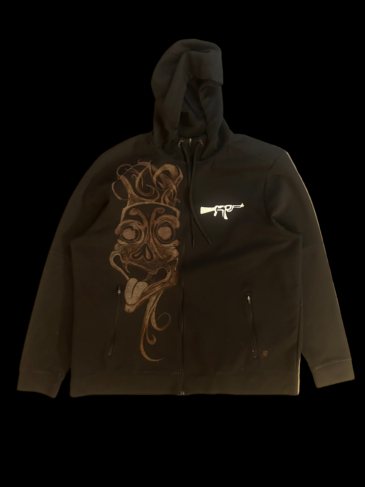 1of1 Bleach Painted Jester Head Zip-Up