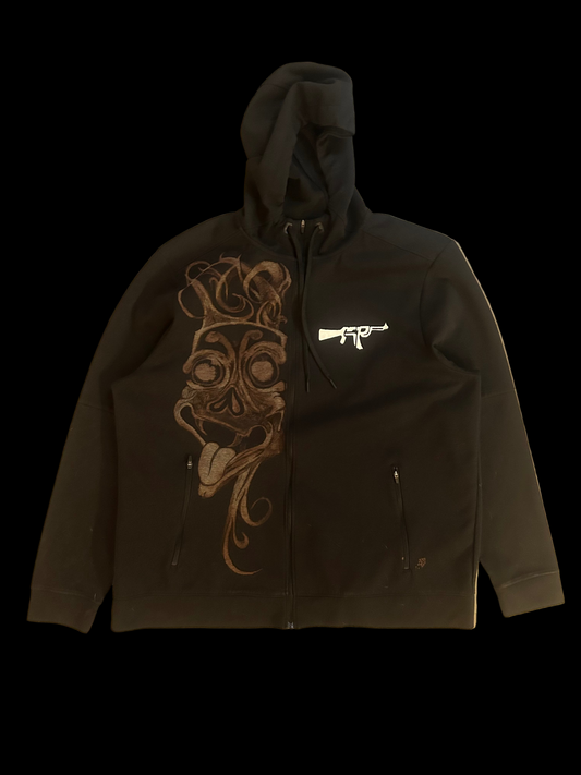 1of1 Bleach Painted Jester Head Zip-Up