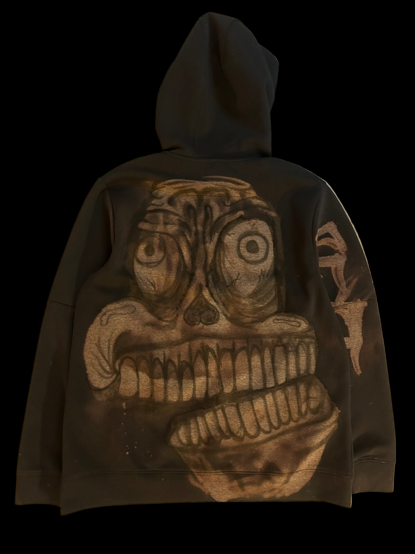 1of1 BLEACH PAINTED SKULL BACKED ZIP-UP